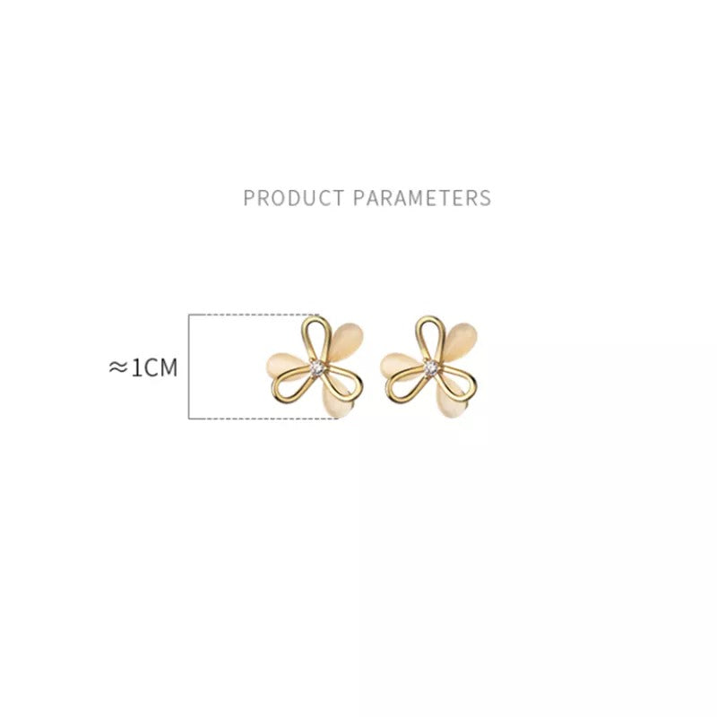 ANYCO Fashion Earrings Silver 925 Sterling Cute Romantic Clover Synthetic Opal Stud for Women Jewelry Gift