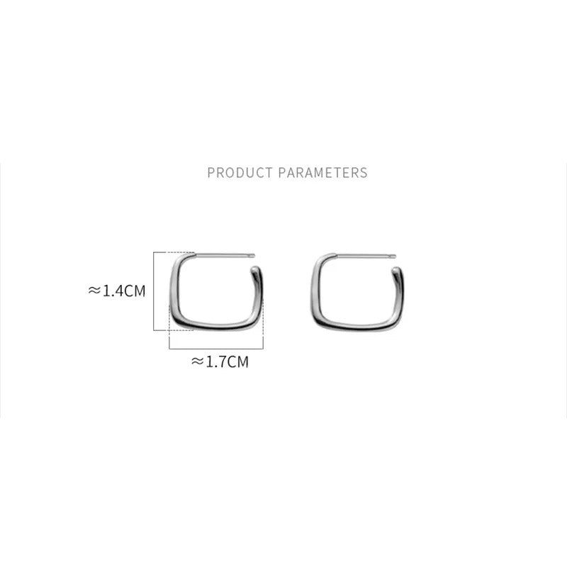 ANYCO Fashion Earrings Silver 925 Sterling Simple Geometric Square Stud for Women Jewelry