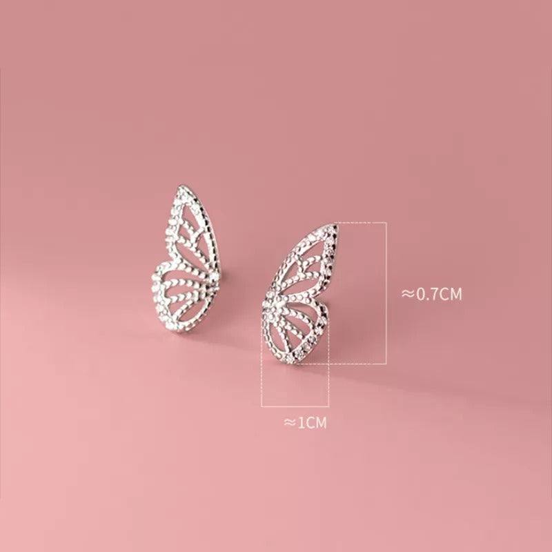 ANYCO  Fashion Earrings Silver 925 Sterling Romantic Butterfly Small Stud for Women Charm Jewelry Girl Gift