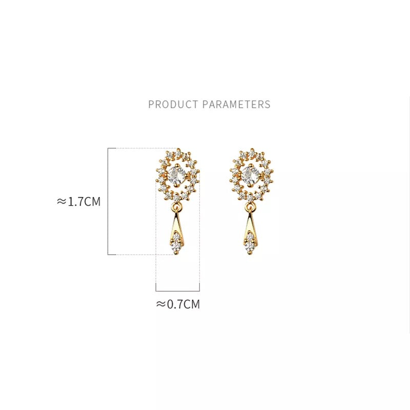 ANYCO Fashion Earrings Sterling Silver Luxury Full Zircon Elegant Oval Stud for Women Trendy Charm Wedding Anniversary Jewelry Gift