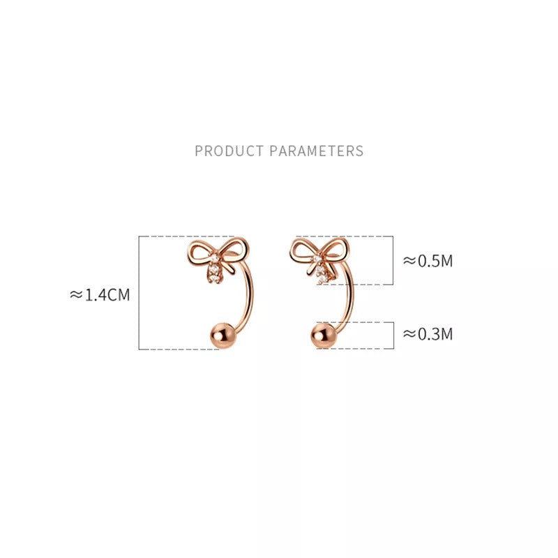ANYCO Fashion Earrings Rose Gold 925 Sterling Cute Romantic Bow Thread Beads Unique for Women Jewelry Gifts