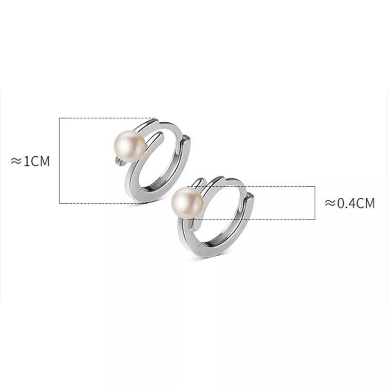 ANYCO Fashion Earrings Sterling Silver Trendy Statement Natural Pearl Circle Hoop for Women Huggies Pendiente Fine Piercing Jewelry