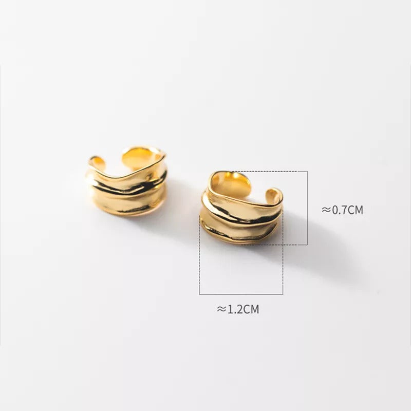 ANYCO Fashion Earrings Gold 925 Sterling Silver Simple No Piercing Three-layer Geometric Ear Clip Women Ear Cuff Jewelry