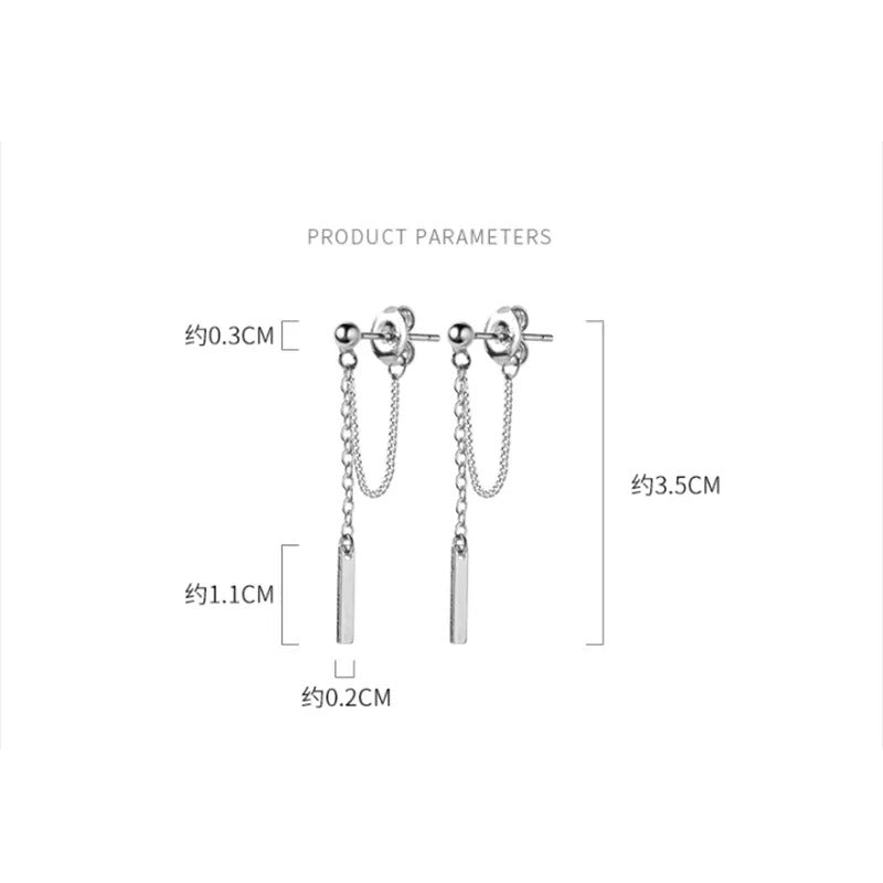 ANYCO Fashion Earrings Genuine Sterling Silver Bohemian Link Chain Bead Stud Chic Classic Party Jewelry Gift for Women