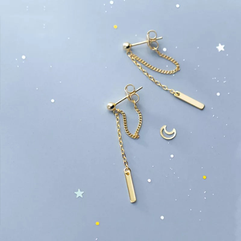 ANYCO Fashion Earrings Bohemian Gold Link Chain Bead Stud Chic Classic Party Jewelry Gift for Women