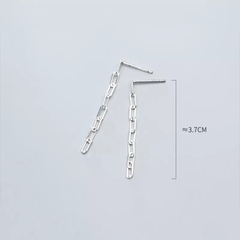 ANYCO Fashion Earrings Sterling Silver Cuban Link Chain Dangle Long Stud for Women Gothic Bohemian Jewelry Accessories