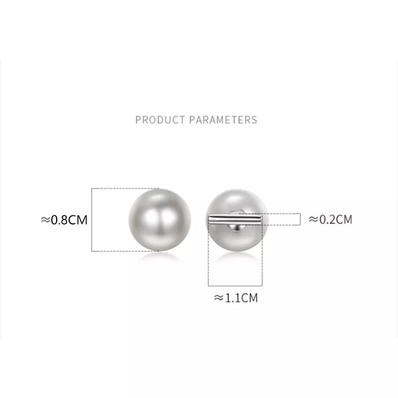 ANYCO Fashion Earrings GenuineSterling Silver Round Baroque Pearl Stick Stud Earrings for Women Chic Elegant Party Wedding Jewelry Gift