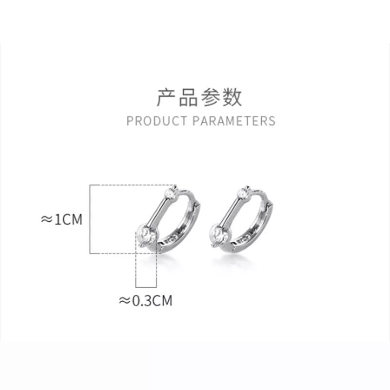 ANYCO Fashion Earrings Sterling Silver Minimalism Geometric Strips Zircon Mini Small Stud for Women Teen Unisex Jewelry Gifts