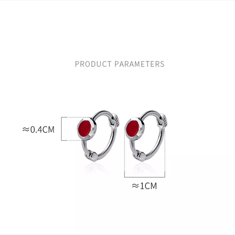 ANYCO  Fashion Earrings Minimalist Red Zircon Sweet Mini Stud Earrings for Women Real  Sterling Silver Teen Girl Party Jewelry