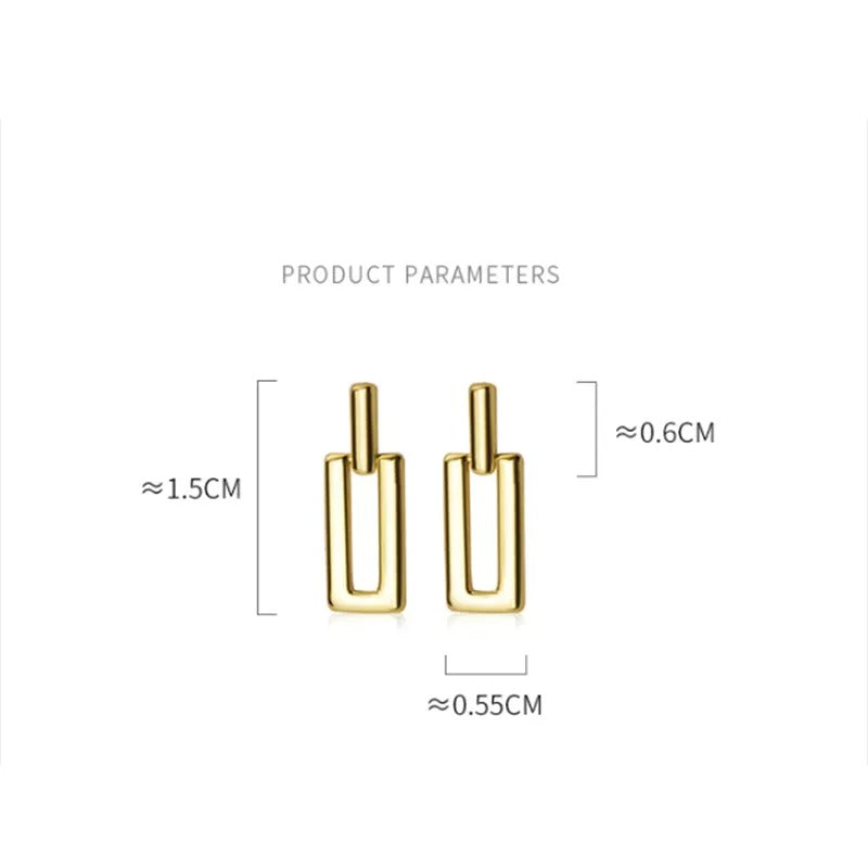 ANYCO Fashion Earrings Gold Trendy Geometric Square Stud Chic Elegant Party Jewelry Accessories for Women