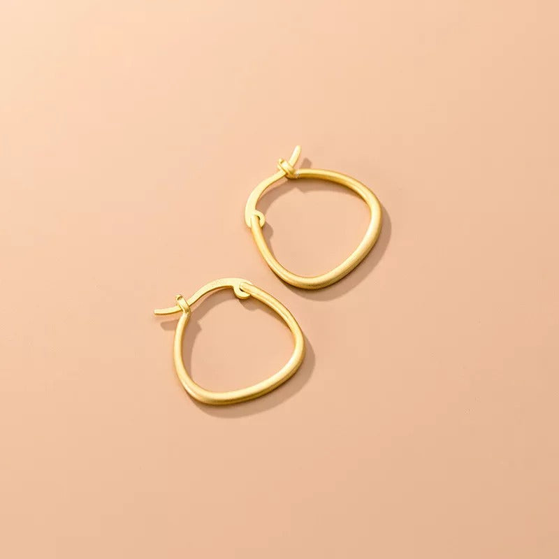 ANYCO Fashion Earrings Genuine Gold Minimalist Golden Line Geometric Stud Earrings Hoop Jewelry Gift for Women
