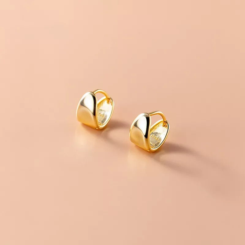 ANYCO Fashion Earrings Silver 925 Sterling Minimalist Punk Plated 18k Glossy Huggies for Women Men Jewelry