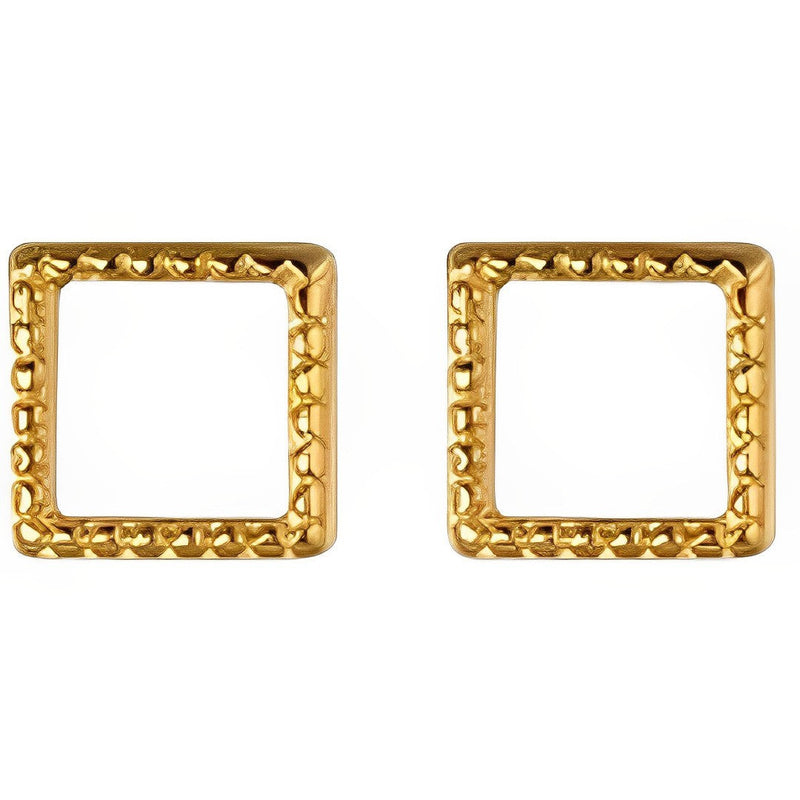 ANYCO Fashion Earrings Square Gold 925 Sterling Silver Minimalist Stud for Women Cute Teen Jewelry