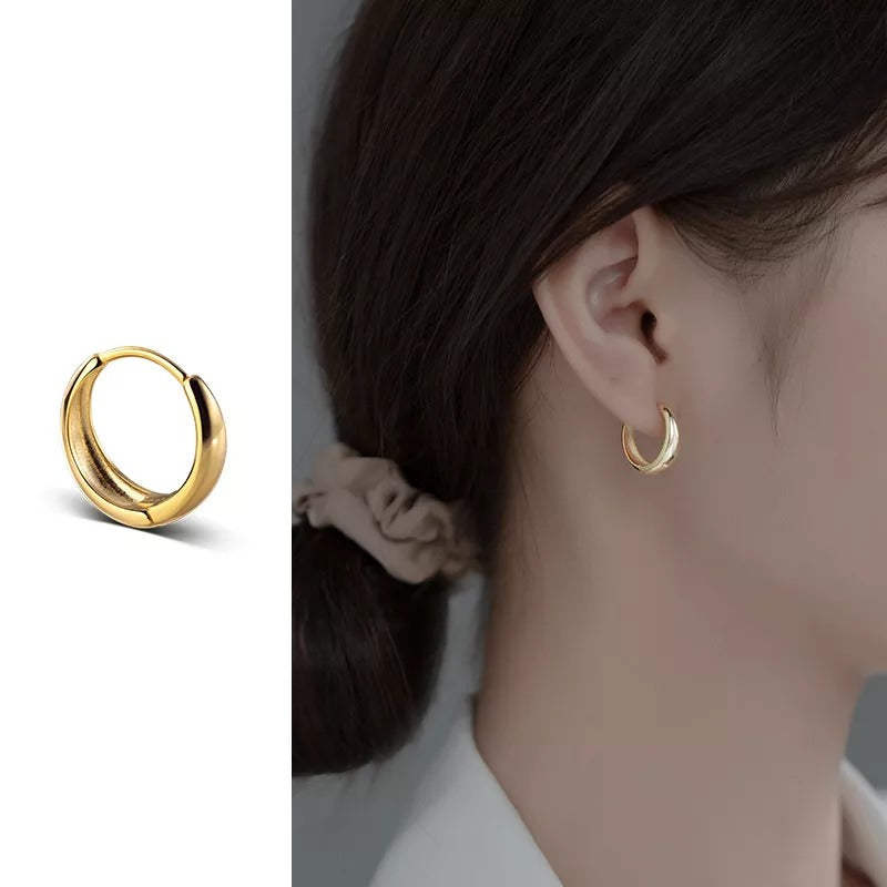 ANYCO Fashion Earrings Gold Simple Punk Circle Huggies Ear Buckle for Women Hip Hop Party Hoop Piercing Jewelry