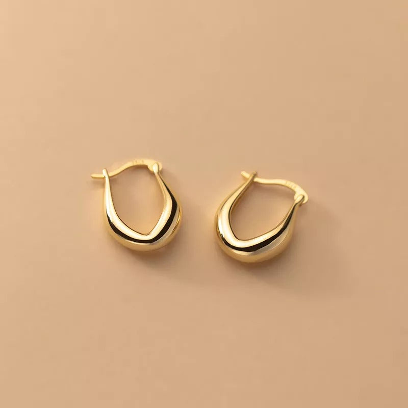 ANYCO Fashion Earrings 925 Sterling Gold Statement French Simple Rock for Women Unique Charm Gothic Hip Hop Piercing Jewelry