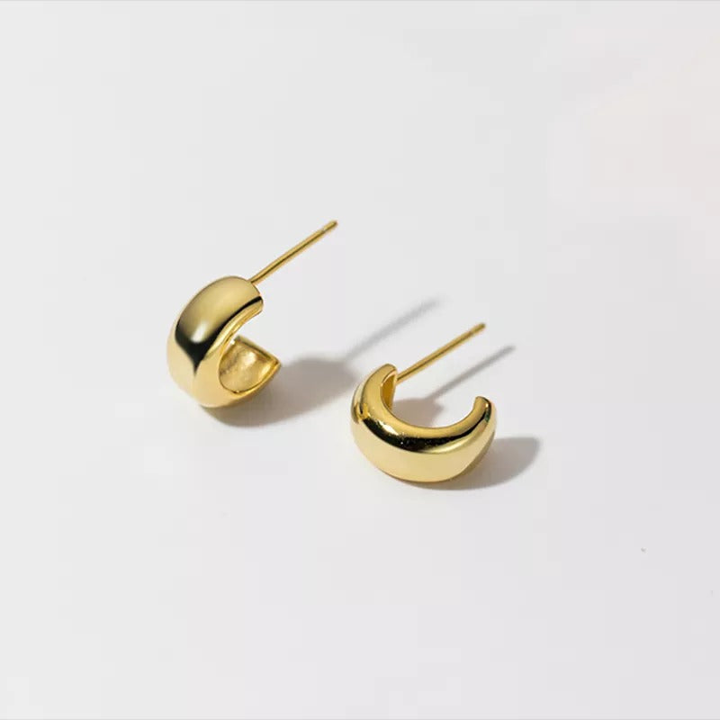 ANYCO Fashion Earrings Gold 925 Sterling Silver Minimalist Glossy Statement Stud for Women Trend Mens Party Jewelry Accessories