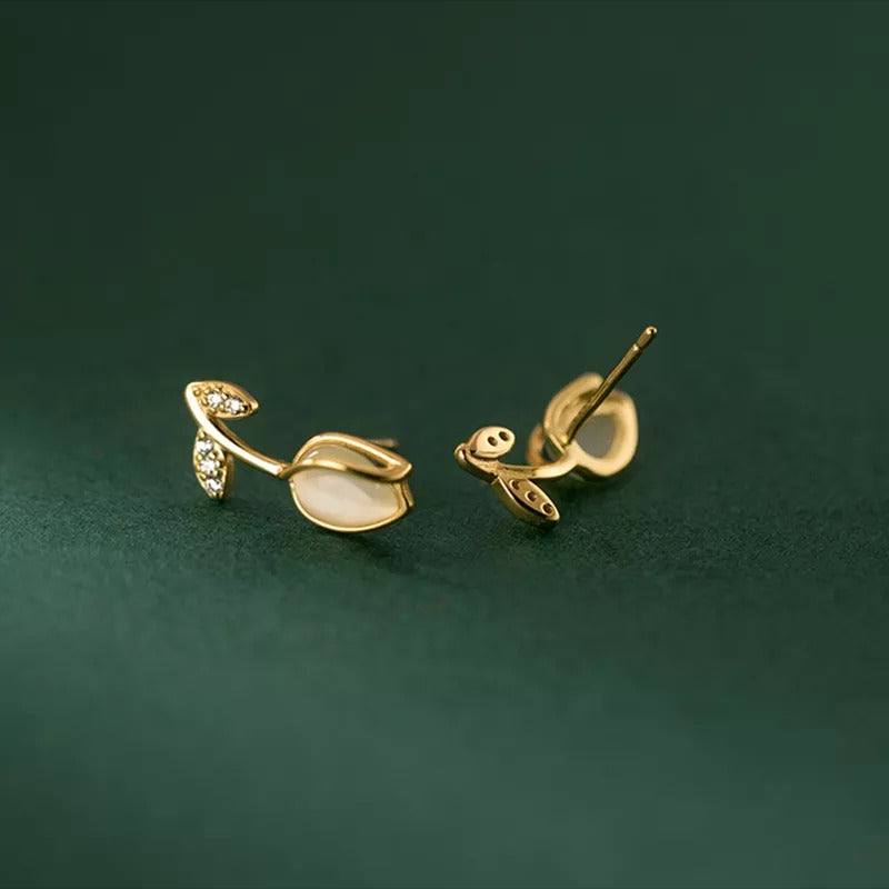 ANYCO Fashion Earrings Silver 925 Sterling Romantic Statement Tulip Stud for Women Flower Jewelry