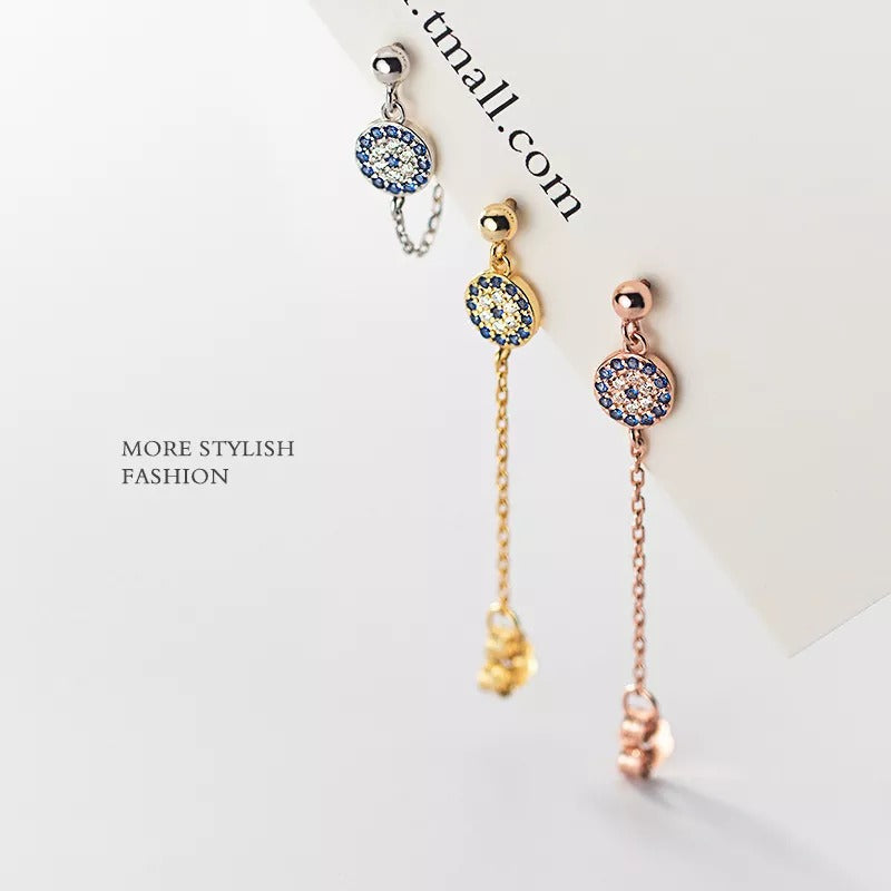 ANYCO Fashion Earrings Silver 925 Sterling Hip Hop Chain Zircon Pendant Stud Women Bohemian Jewelry