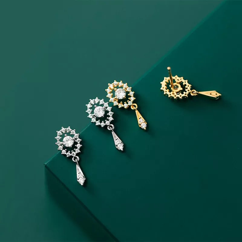 ANYCO Fashion Earrings Sterling Silver Luxury Full Zircon Elegant Oval Stud for Women Trendy Charm Wedding Anniversary Jewelry Gift