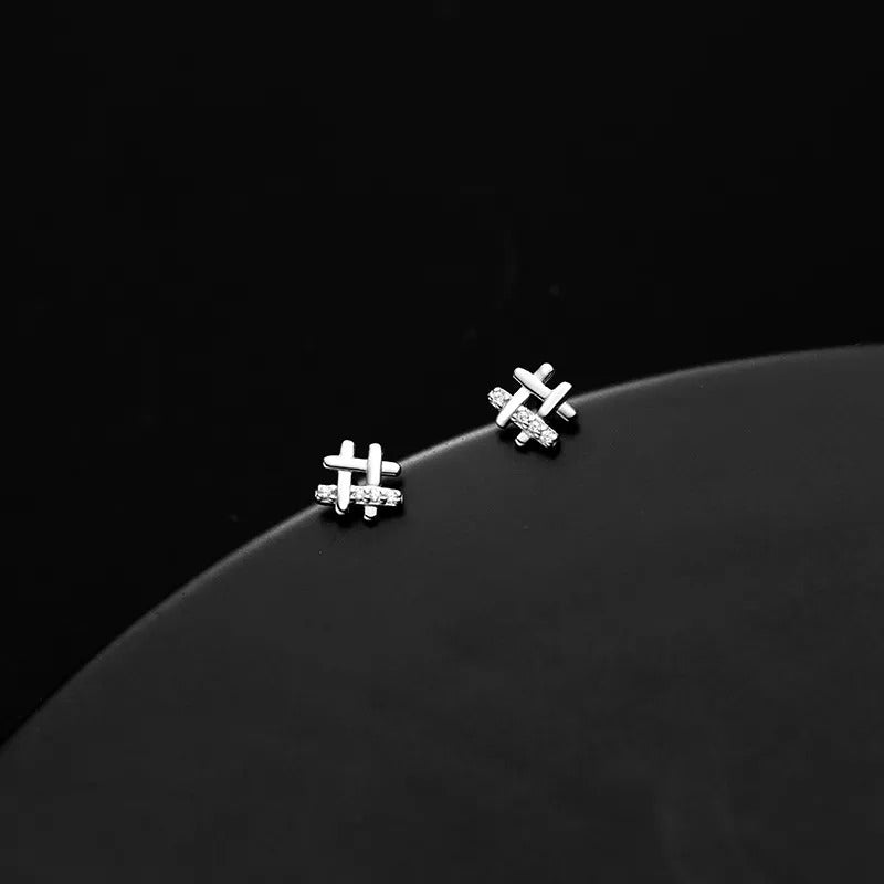 ANYCO Fashion Earrings Gold 925 Sterling Silver Personality Geometric Pave Zircon Simple Small Stud for Women Jewelry