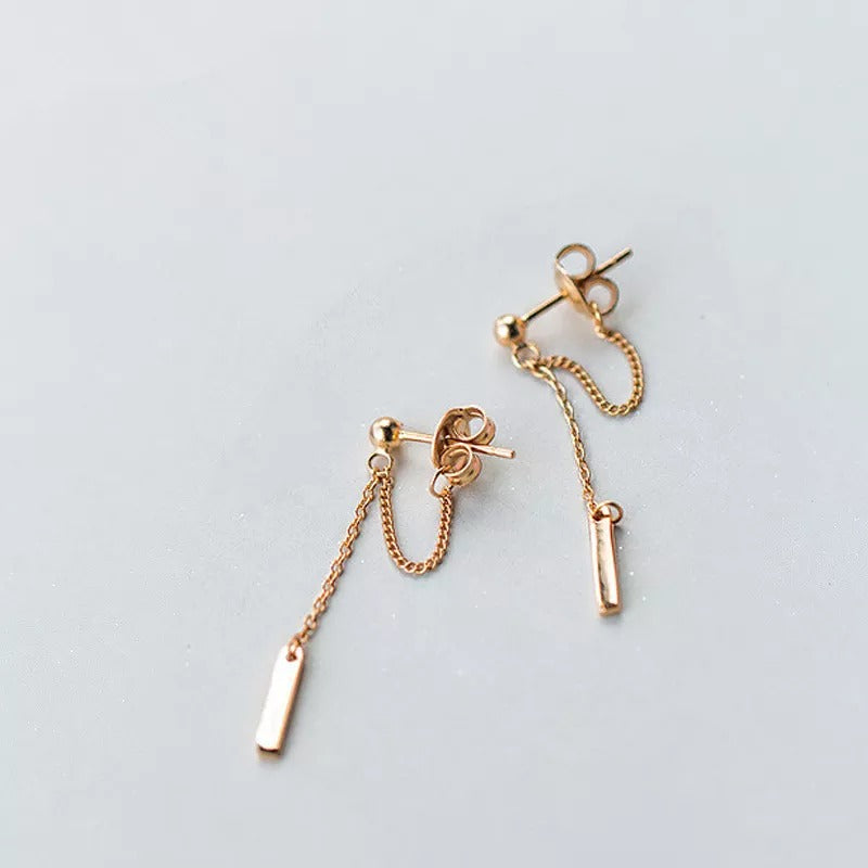 ANYCO  Fashion Earrings Bohemian Rose Gold Link Chain Bead Stud Chic Classic Party Jewelry Gift for Women