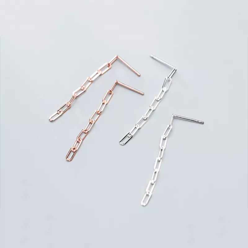 ANYCO Fashion Earrings Sterling Silver Cuban Link Chain Dangle Long Stud for Women Gothic Bohemian Jewelry Accessories