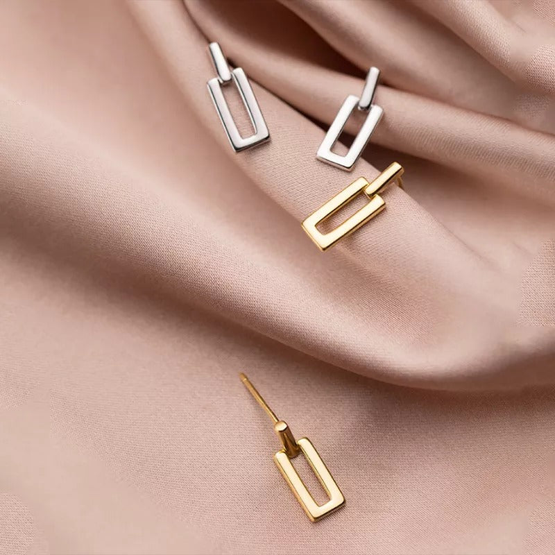 ANYCO Fashion Earrings Gold Trendy Geometric Square Stud Chic Elegant Party Jewelry Accessories for Women