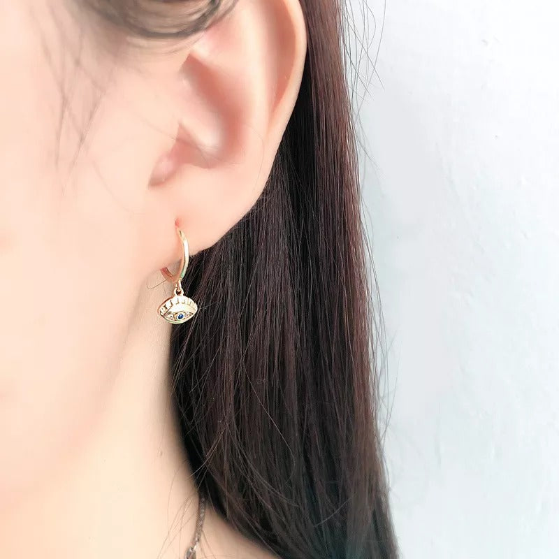 ANYCO Earrings Sterling Silver Blue Zircon Creative Eye Stud For Women Teen Girl Fine Perfect  Fashion Stylish Accessories Jewelry Gifts