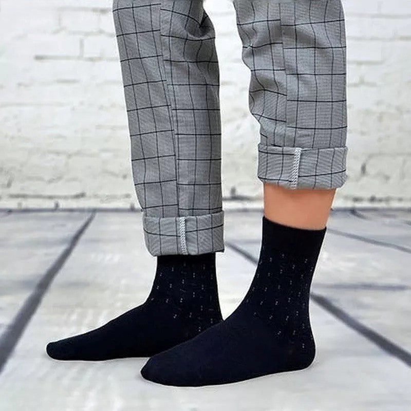 Anyfootwear 5 Pairs Size 6-10 Casual Business Socks High Quality Cotton Breathable Elastic Checkered Design For Men