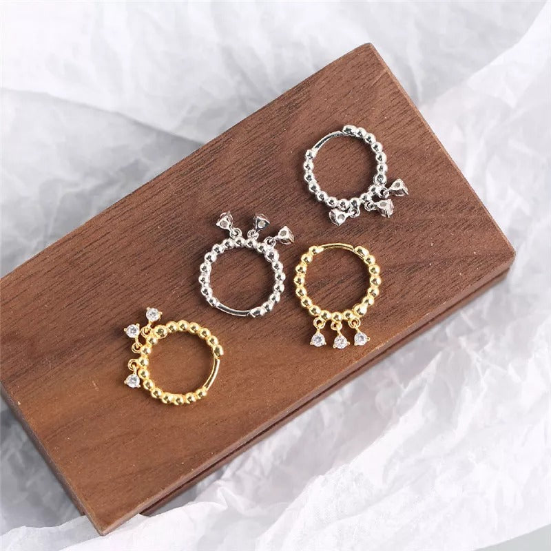 ANYCO Earrings Sterling Silver Punk Hip-Hop Pave Round Zircon Tassel Stud For Women Teen Girl Fine Fashion Stylish Accessories Jewelry Gifts