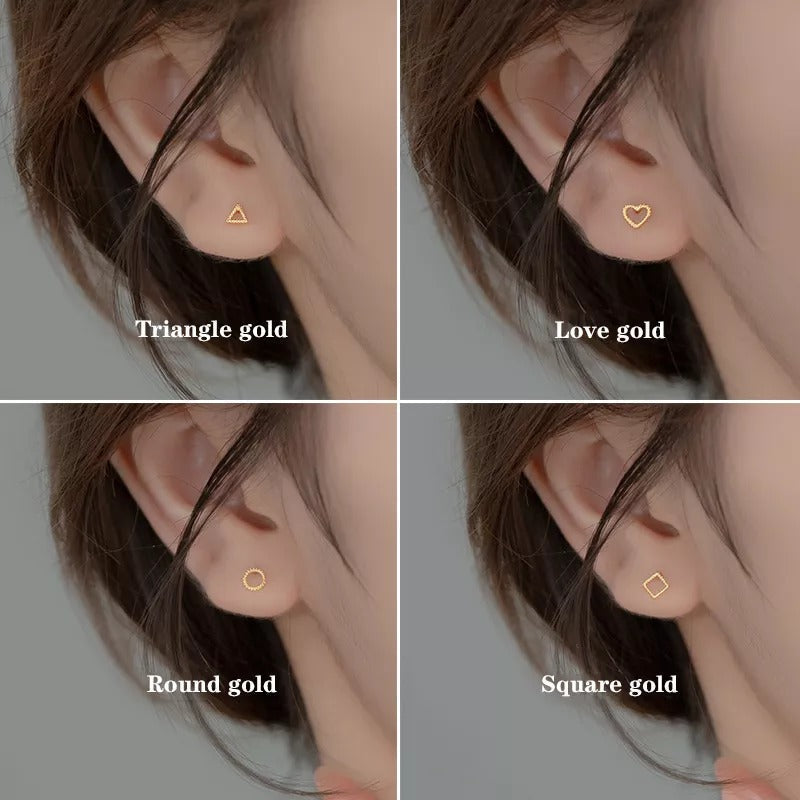 Anyluxe Fashion Earrings Heart Gold 925 Sterling Silver Minimalist Stud for Women Cute Teen Jewelry