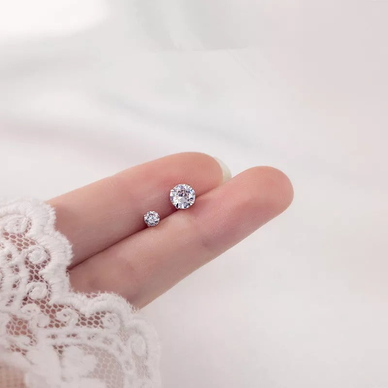 ANYCO Fashion Earrings 925 Sterling Silver Simple Luxury Zircon Mini Small Stud for Women Body Piercing Jewelry Accessories 2.5MM