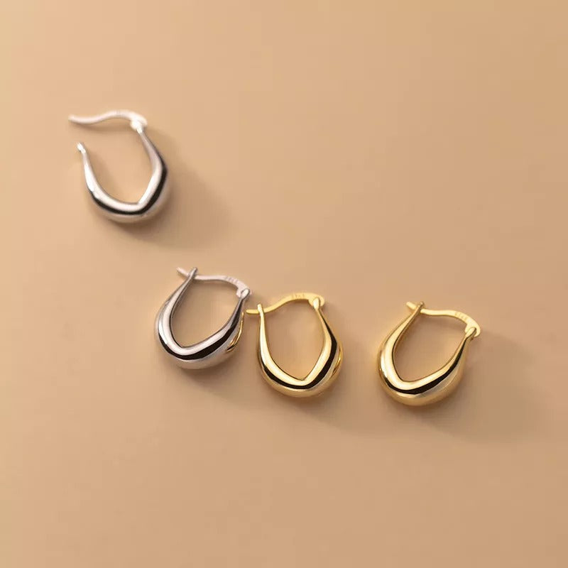 ANYCO Fashion Earrings 925 Sterling Gold Statement French Simple Rock for Women Unique Charm Gothic Hip Hop Piercing Jewelry