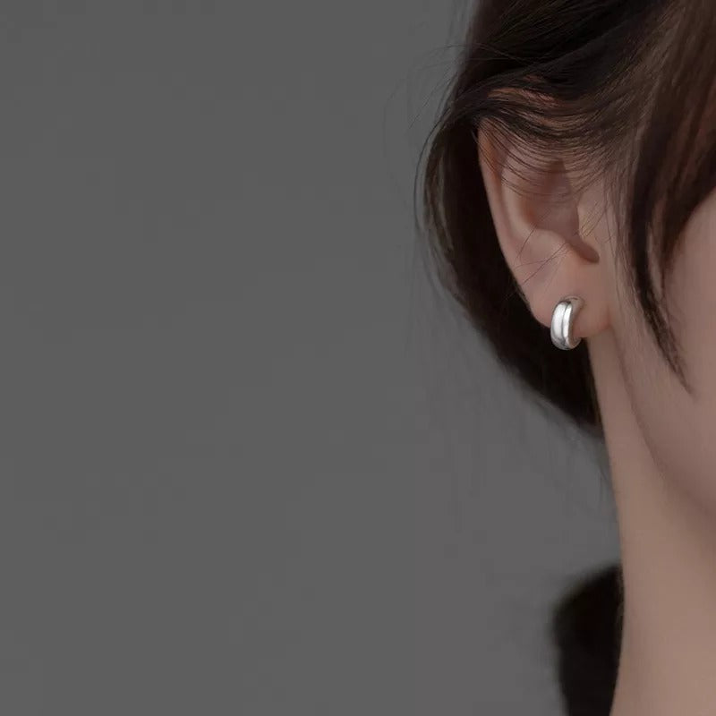 ANYCO Fashion Earrings Silver 925 Sterling Minimalist Glossy Statement Stud for Women Trend Mens Party Jewelry Accessories