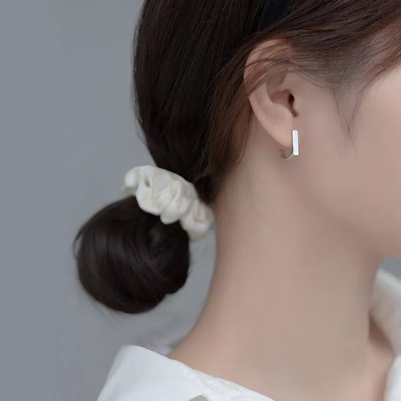 ANYCO Fashion Earrings Silver 925 Sterling Geometric Square White Enamel Elegant Stud for Women Jewelry