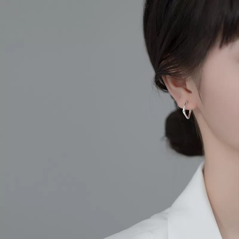 ANYCO Fashion Earrings Gold 925 Sterling Simple Geometric Square Stud for Women Jewelry