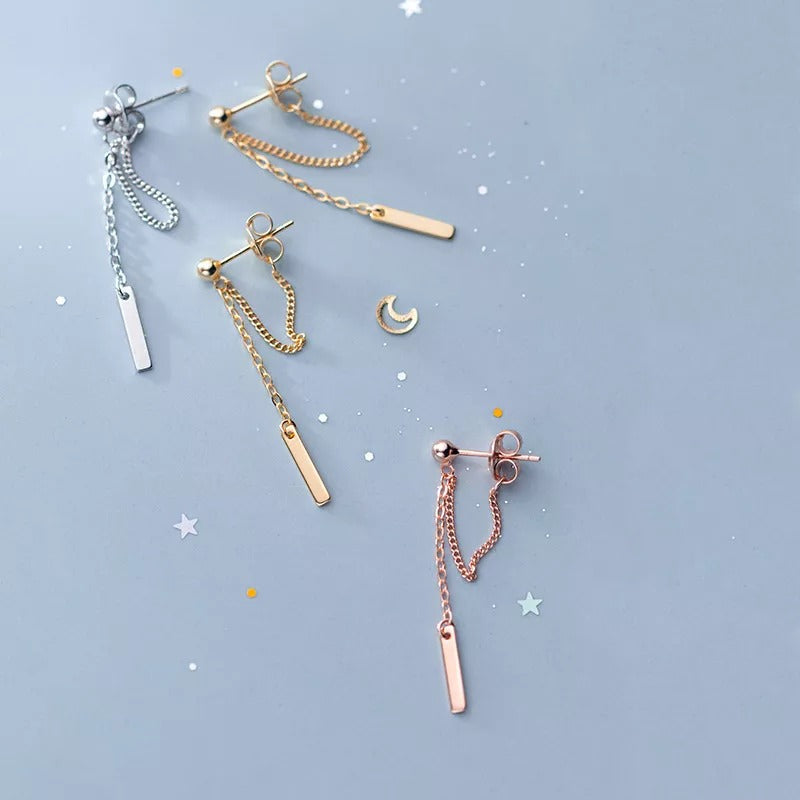 ANYCO Fashion Earrings Bohemian Gold Link Chain Bead Stud Chic Classic Party Jewelry Gift for Women