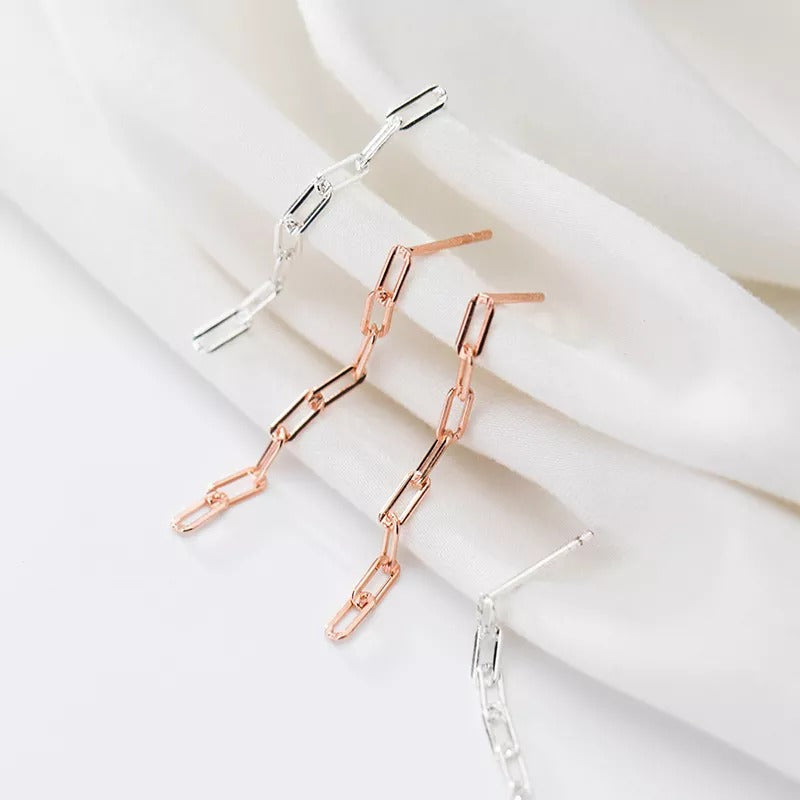 ANYCO Fashion Earrings Sterling Silver Cuban Link Chain Dangle Long Stud for Women Gothic Bohemian Jewelry Accessories