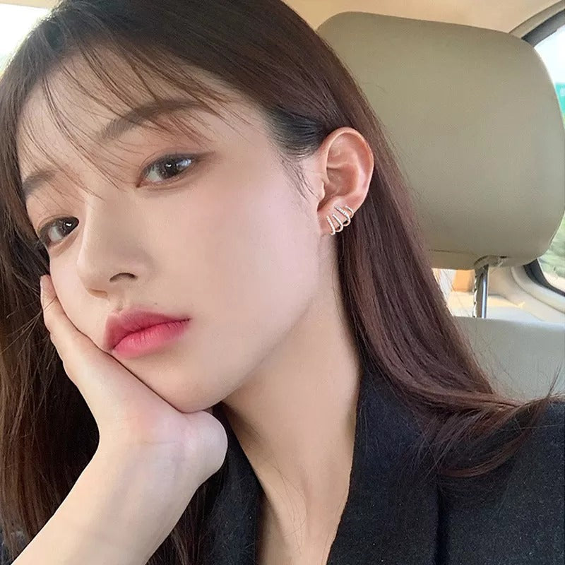 ANYCO Fashion Earrings Sterling Silver Luxury Creative Pave Zircon Claw Stud Party Jewelry Gift for Women