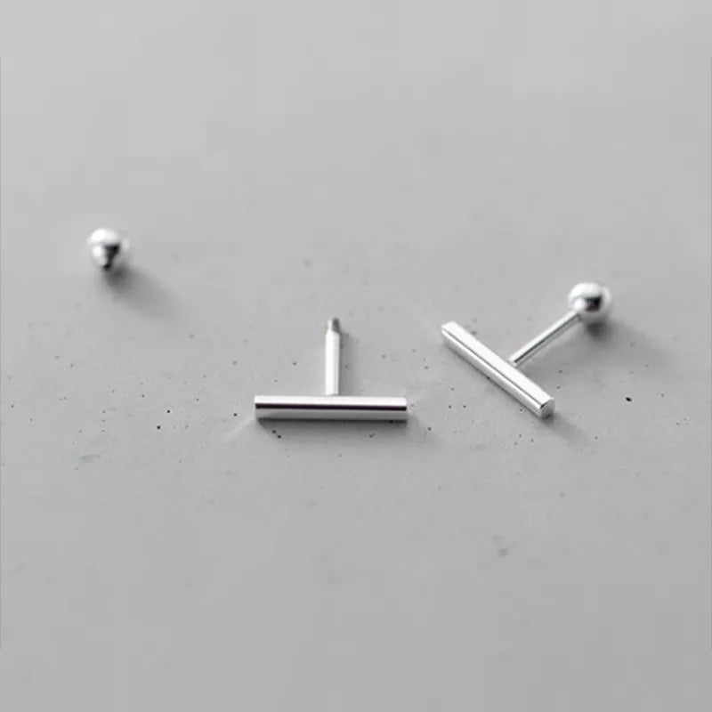 ANYCO Fashion Earrings Real Sterling Silver Minimalist Geometric Strip Bear Stud for Women Office Daily Jewelry Accessories
