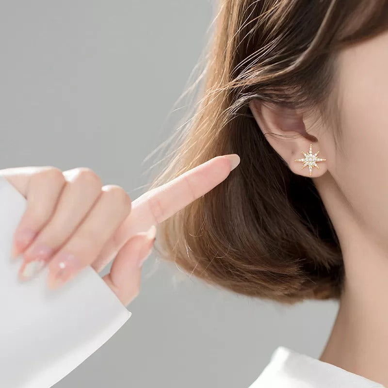 ANYCO Fashion Earrings Sterling Silver Creative Light Star Cuban Chain Stud for Women Punk Party Jewelry Accessories