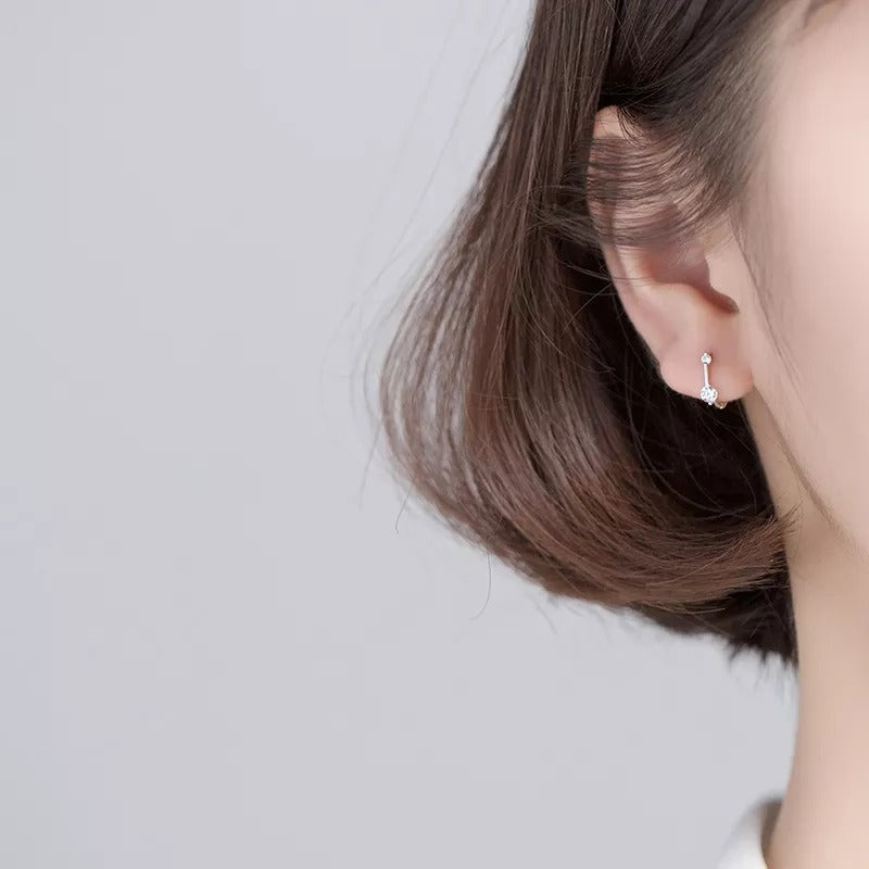 ANYCO Fashion Earrings Sterling Silver Minimalism Geometric Strips Zircon Mini Small Stud for Women Teen Unisex Jewelry Gifts