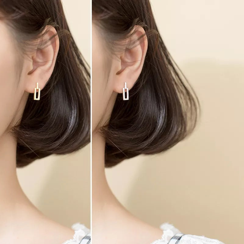 ANYCO Fashion Earrings Gold Trendy Geometric Square Stud Chic Elegant Party Jewelry Accessories for Women