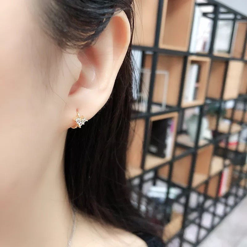 ANYCO Earrings Gold Plated Bohemian Pave Square Shiny CZ Flowers Stud For Women Teen Girl Fine Fashion Stylish Accessories Jewelry Gifts