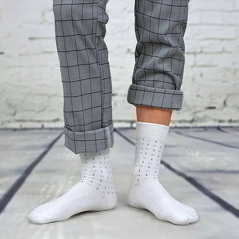 Anyfootwear 5 Pairs Size 6-10 Casual Business Socks High Quality Cotton Breathable Elastic Geometric Design For Men