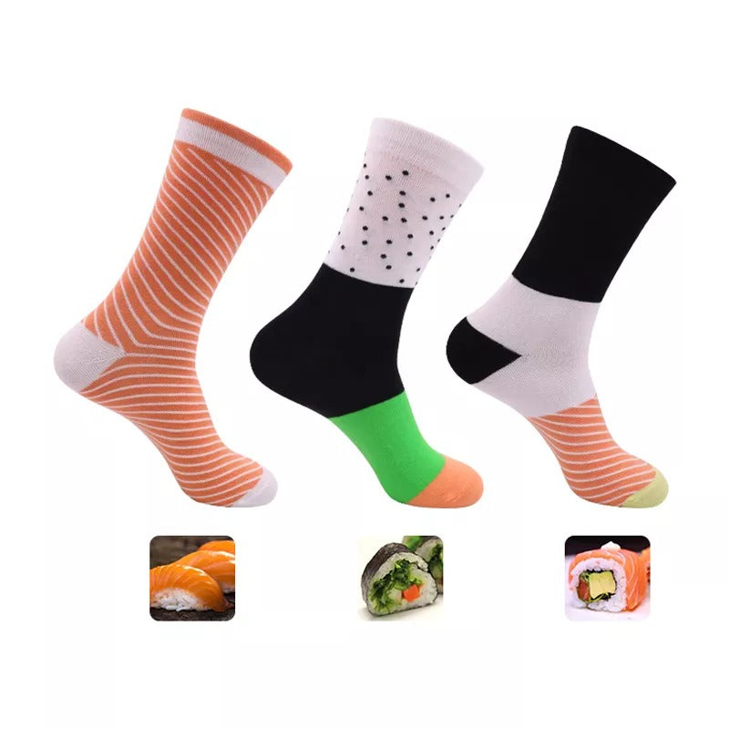 Anyfootwear Biege and Mustard Size 5-11 Fashion Socks With Pizza Design Happy Harajuku Skate Cotton Comfortable To Wear Perfect For Christmas Gift