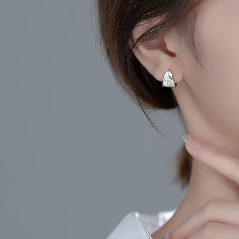 ANYCO Fashion Earrings Silver 925 Sterling Minimalist Punk Plated 18k Glossy Huggies for Women Men Jewelry