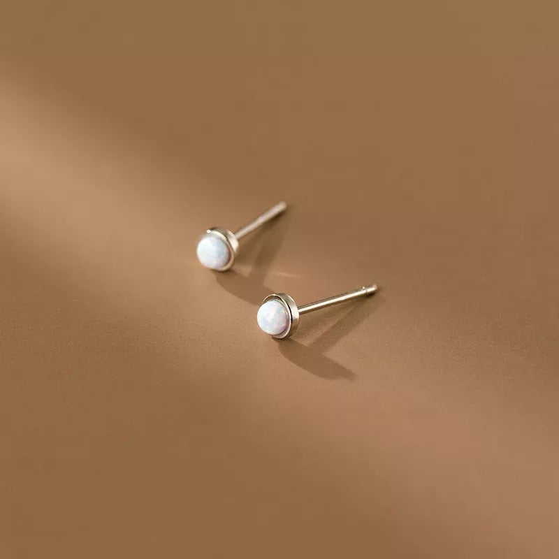 ANYCO Fashion Earrings Gold Sterling Cute Opal Zircon Chic Mini Small Stud Women Simple Ear Bone Piercing Jewelry