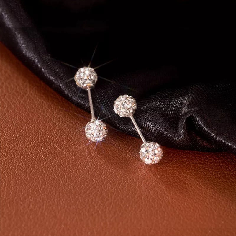 ANYCO Fashion Earrings 4MM 925 Sterling Silver Luxury Sparkling Zircon Ball Stud for Women Minimalist Bead Piercing Jewelry Accessories