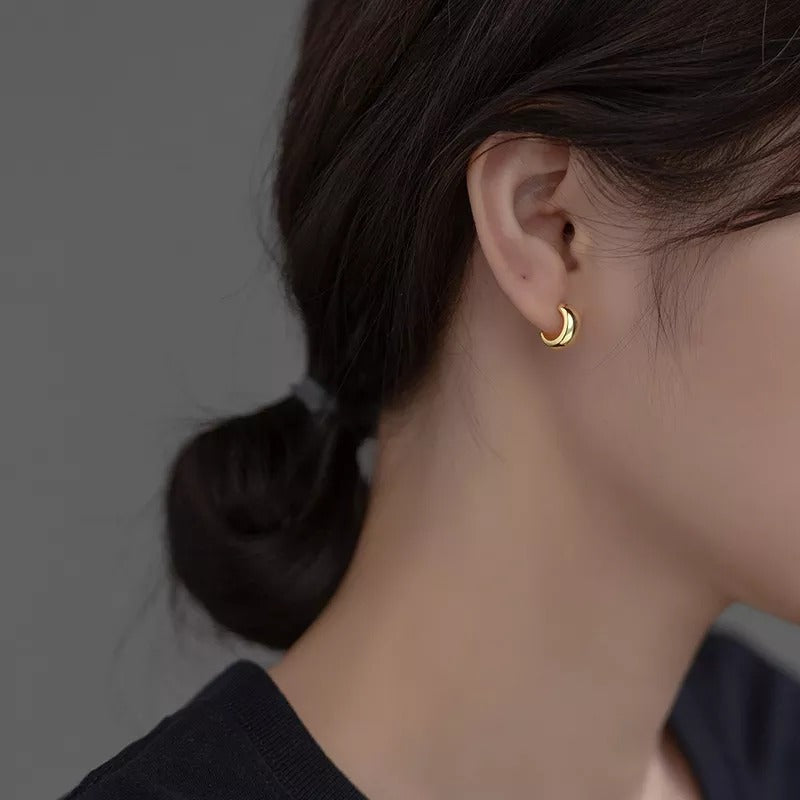 ANYCO Fashion Earrings Gold 925 Sterling Silver Minimalist Glossy Statement Stud for Women Trend Mens Party Jewelry Accessories